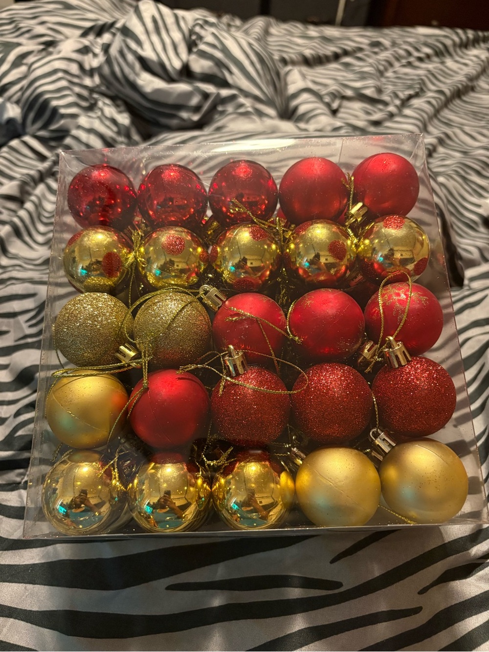 Holiday Red & Gold Christmas Ornament Set